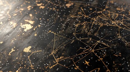 Wall Mural - a dark, abstract background with a map of the constellations.