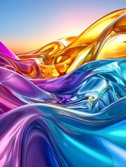 Poster - Abstract Colorful Liquid Waves Background - Abstract