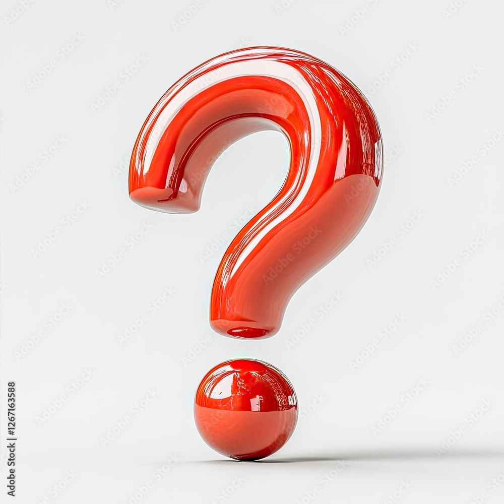 Red 3D question mark symbol icon. Question mark 3D render. 3D question ...