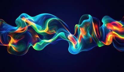 Poster - Abstract colorful energy flow, dark background, digital art, website banner