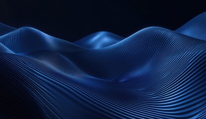 Poster - blue abstract wave background, dark backdrop, digital design