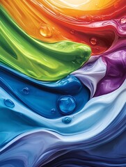 Poster - Vibrant Rainbow Fluid Abstract Art Background - Abstract art