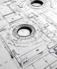 Poster - The image showcases detailed architectural blueprints featuring circular structures, emphasizing precision and design in engineering plans