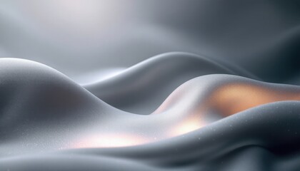 Poster - abstract metallic waves with smooth, lustrous textures and subtle reflections