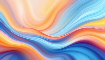 Poster - Vibrant abstract waves of blue, orange, and yellow in fluid motion