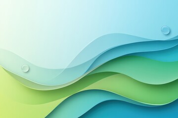 Aufkleber - Abstract design with layered waves in shades of blue and green creating a smooth gradient and tranquil atmosphere. Generative AI