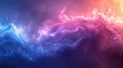 Poster - Vibrant cosmic nebula in space with swirling colors and stars