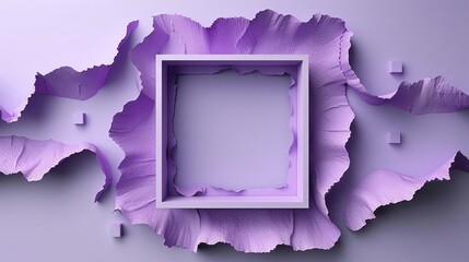 Poster - Abstract purple square design with torn textured paper