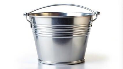 Wall Mural - Metallic Bucket on White Background