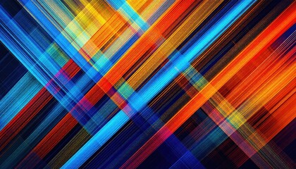 Poster - Colorful abstract geometric lines with dynamic crisscross pattern