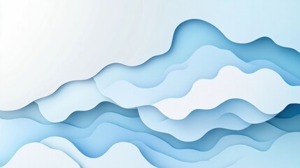 Wall Mural - Smooth wavy layers of blue and white create a serene background effect for various design applications. Generative AI