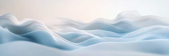 Leinwandbilder - Soft blue waves undulate gently under light in a serene and calming atmosphere at sunrise. Generative AI