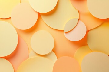 Wall Mural - Multicolored circular shapes arranged creatively on a bright orange background creating a vibrant artistic composition. Generative AI