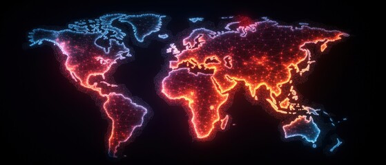 Aufkleber - World map with red and blue light representing logistics and international delivery concept