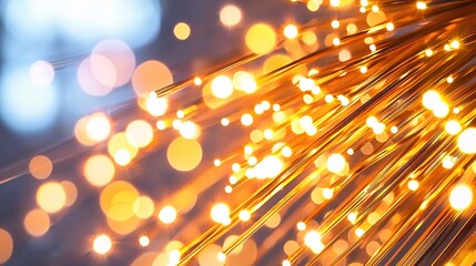 Poster - Abstract Glowing Fiber Optics Background with Bokeh Lights for Technology and Science Concepts