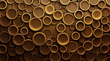 Poster - An abstract pattern of overlapping golden circles creates a textured and visually appealing design