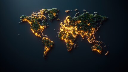 Aufkleber - World map with glowing lights representing logistics and international delivery concept for global trade