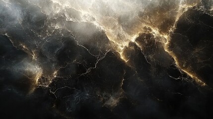 Poster - Dramatic dark and light marble texture with gold veins