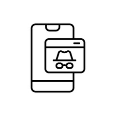 Poster - Spyware app outline icons, minimalist vector illustration ,simple transparent graphic element .Isolated on white background