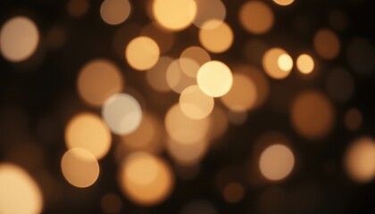 Poster - Golden bokeh light circles on dark background in soft focus