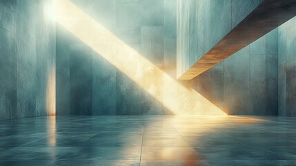 Poster - Sunlit Abstract Concrete Architecture Interior Design Minimalist
