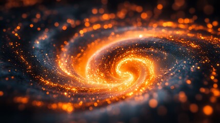 Wall Mural - swirling galaxy of bright orange particles in dark space