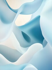Leinwandbilder - Fluid shapes intertwining in soothing shades of blue and white create an abstract design emphasizing movement and tranquility. Generative AI