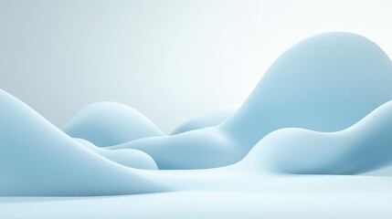Aufkleber - Soft blue undulating forms create a serene and tranquil atmosphere in an abstract landscape. Generative AI