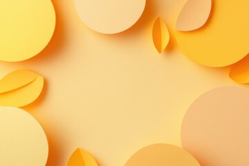 Wall Mural - Bright yellow paper cutouts arranged on a soft yellow background to create a playful design. Generative AI