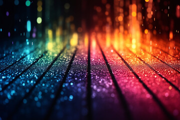 Poster - Rainbow Glitter Abstract: A vibrant and captivating abstract image featuring a rainbow spectrum of glitter, creating a mesmerizing cascade of light and color.