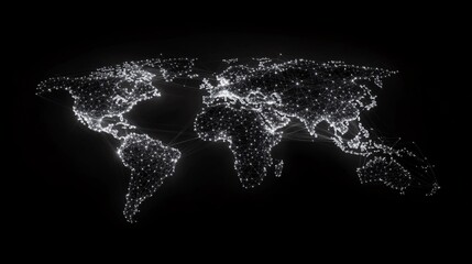 Poster - Global Network Connections Digital World Map Abstract White Lines Elegant Design Futuristic Technology Background Illustration Modern Graphic Resource