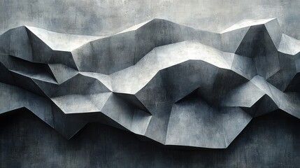 Poster - Abstract Gray Geometric Concrete Wall Texture: Architectural Facade Detail