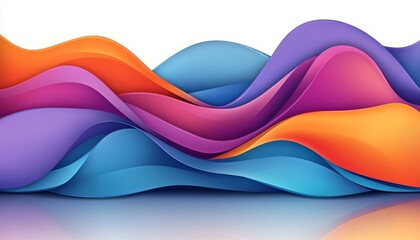 Poster - Abstract Flowing Waves, Colorful Liquid Gradient, 3D Rendered Dynamic Motion Illustration Background