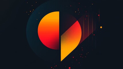 Poster - Abstract Geometric Composition in Fiery Hues