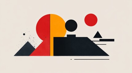 Poster - Abstract Geometric Landscape: Sunsets and Shadow Shapes