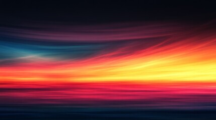 Wall Mural - abstract landscape depicts a colorful and vivid sunset scene