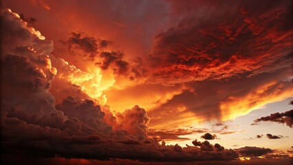 Sticker - Fiery Sunset with Volumetric Clouds