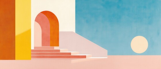 Poster - Artistic architectural design abstract location digital illustration vibrant environment artistic viewpoint