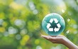 © Artistry - Green Planet Recycling Concept Sustainable Eco Friendly Earth Globe Hands Holding Recycle Symbol Nature Environment Conservation Global Warming Awareness Protecting Our Planet Environmental