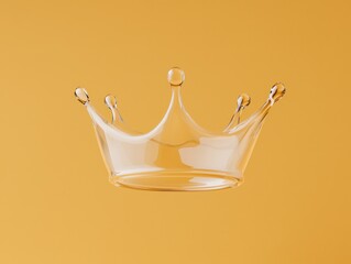 Poster - Water splash action crown shape creative yellow background close-up artistic concept