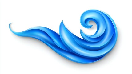 Canvas Print - blue wave, abstract swirl pattern with gradient and shadow effect, isolated on white background.