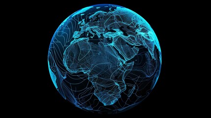 Poster - A digital representation of the globe with glowing lines and dots.