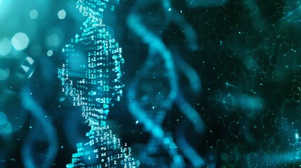 Poster - Abstract background with digital code and DNA strand.