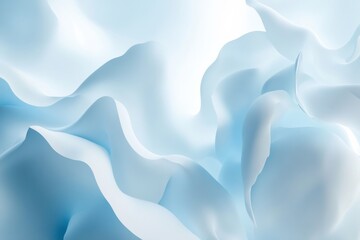 Aufkleber - Soft blue and white abstract waves gracefully undulate, creating a serene atmosphere evocative of tranquility. Generative AI