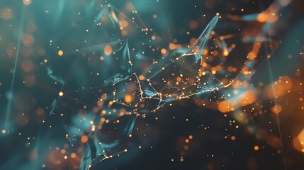 Poster - Abstract 3D rendering of a network with glowing lights and particles.