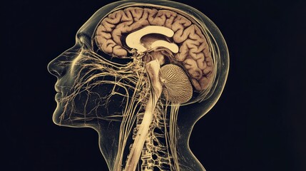 Poster - This stunning representation reveals the complex anatomy of the vagus nerve, showcasing its connection to the brain and other vital structures in the human body