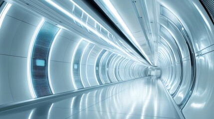 Canvas Print - Futuristic tunnel, glowing, transport, travel, modern architecture