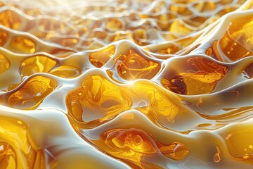 Poster - Three Dimensional Yellow Amber Surface with Flow Veins for Advanced Data Visualization Techniques