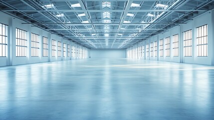  Vast Empty Industrial Warehouse Space with Many Windows