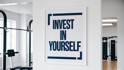a motivational poster in a gym encouraging self-improvement with the phrase 